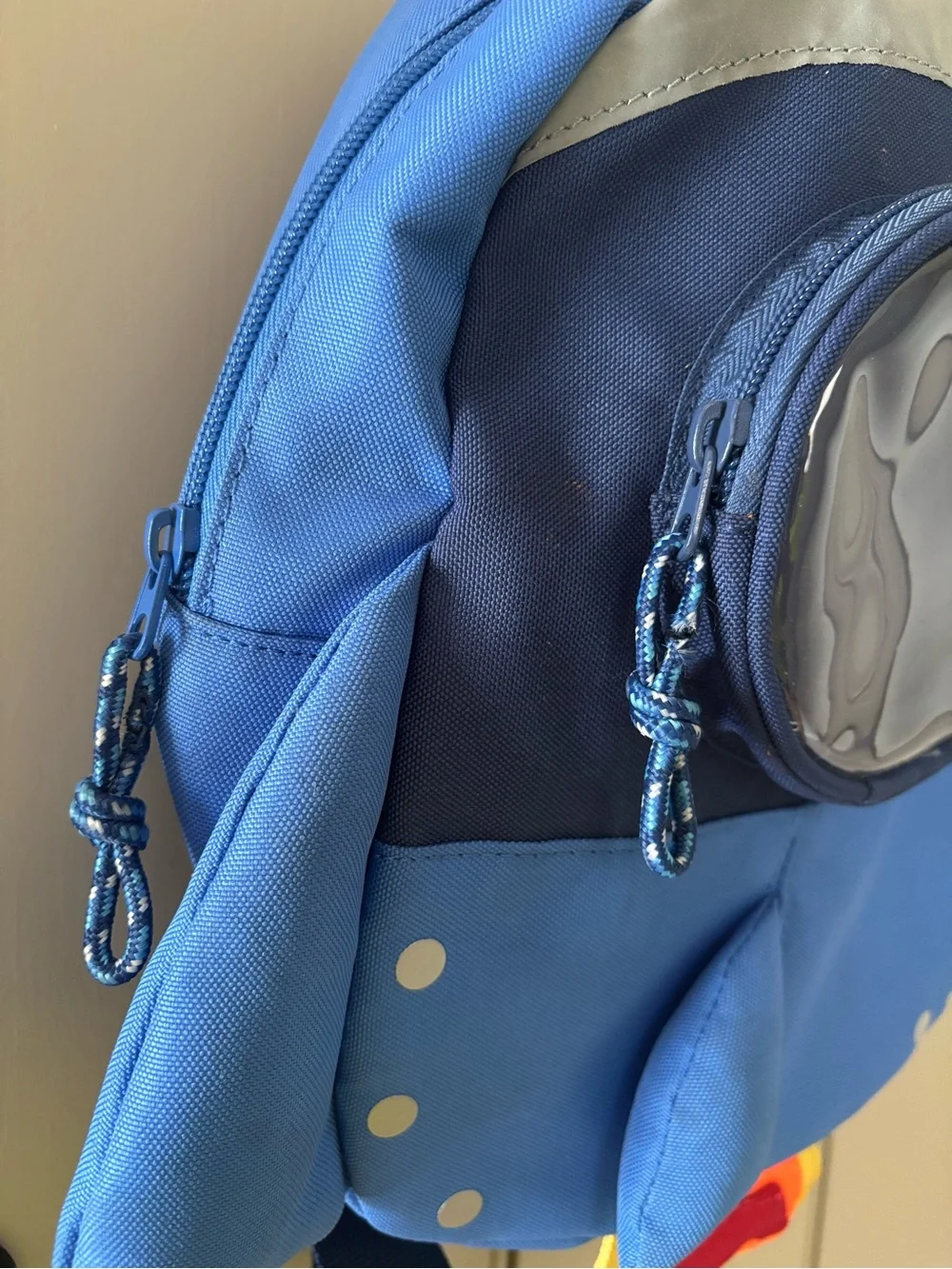Cat & Jack Blue Rocket Ship Kids Backpack with Clear Porthole